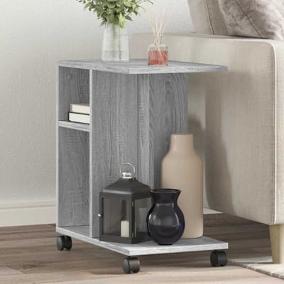 vidaXL - Bijzettafel - met - wieltjes - 50x30x55 - cm - hout - grijs - sonoma - eiken