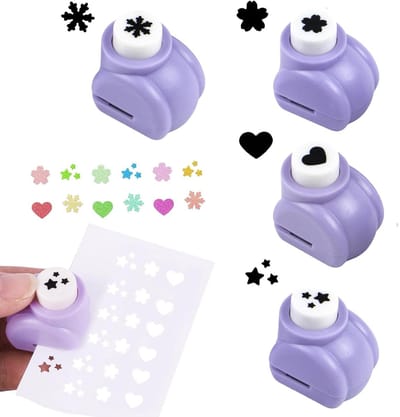 Papierpons Set - Motiefstans - Kaarten Maken - Vier Patronen - 4 Stuks - Paars
