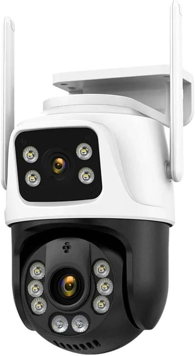 Beveiligingscamera Buiten - WIFI Camera - Slimme Huisbewaking - Dual Lens Dubbel Scherm - 8MP 4K - Wit