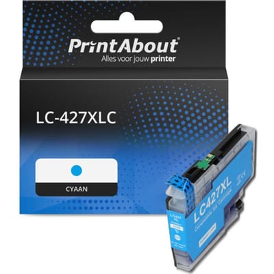 PrintAbout huismerk Inktcartridge LC-427XLC Cyaan Hoge capaciteit Geschikt voor Brother