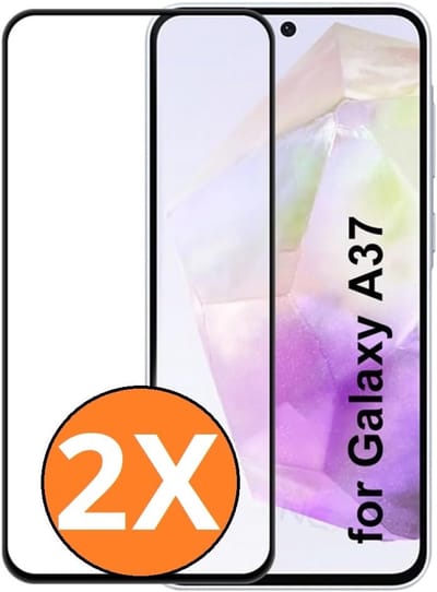 Full Cover Screenprotector Geschikt voor Samsung Galaxy A37 Zwart - 2pack - Volledige Beschermglas Tempered Glass