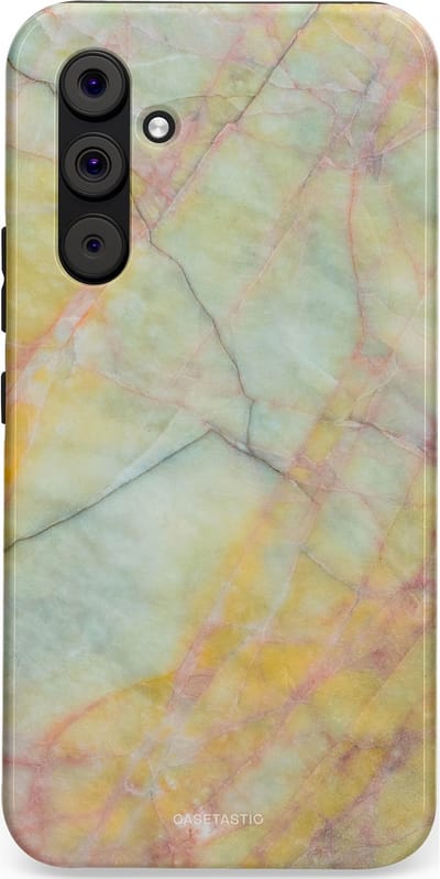 Casetastic hoesje geschikt voor Samsung Galaxy A54 (2023) 5G - Dubbellaagse bescherming - Zomer Marmer - Fashion Case - Mintgroen Geel