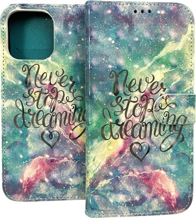 Portemonnee Book Case Hoesje Geschikt voor: iPhone 14 Pro Max - Never Stop Dreaming Print