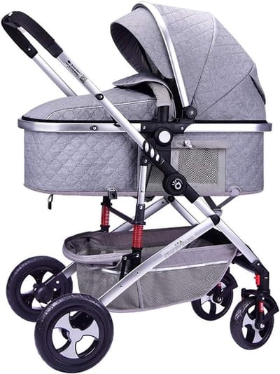 Kinderwagen - Babyvervoer - Comfortabel Reizen - Verstelbare Stuur - 40x80x108 cm - Grijs