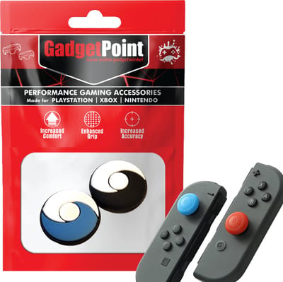 Gadgetpoint - Thumb Grips voor Nintendo Switch Joy-Con Controllers - Gaming Thumbgrips - Performance Anti-Slip Thumbsticks - Bescherming Accessoires - Rond - Blauw/Zwart