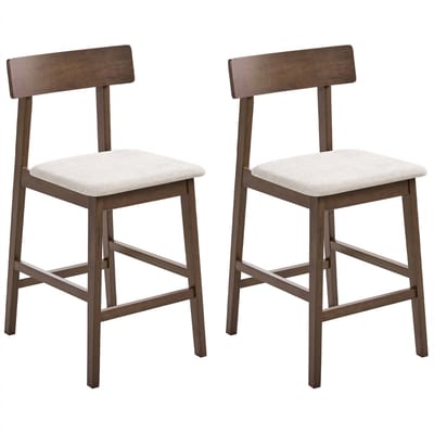 ISANTI - Barkruk set van 2 - Donkerbruin/Taupe - Rubberhout