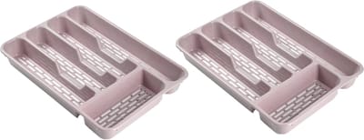 Plasticforte Bestekbak - bestekhouder - 5 vaks - roze - 33 x 24 x 4 cm - Kunststof - Keuken opberg accessoires