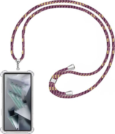 Telefoonkoord + Hoesje Geschikt voor Samsung Galaxy S24 Ultra - Lengte Verstelbaar - Telefoonketting - Shock Proof Case - Paars