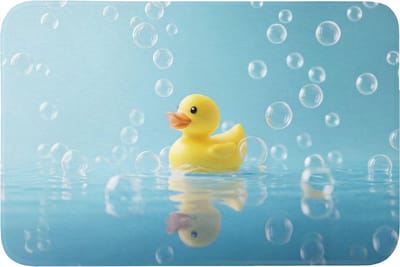 Badmat 90x60 cm - Antislip - Bubbels - Badeend - Geel - Badmatten voor badkamer - Badkamermat - Douchemat - Badkamer mat