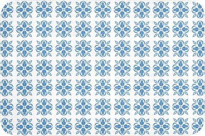 Badmat 90x60 cm - Antislip - Blauw - Wit - Tegel - Patroon - Badmatten voor badkamer - Badkamermat - Douchemat - Badkamer mat