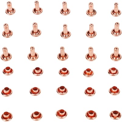100 Ensembles Rivets Métalliques Or Rose Lustre Fort Haute Dureté Métal Rivets Cuir pour DIY 6x8mm beige