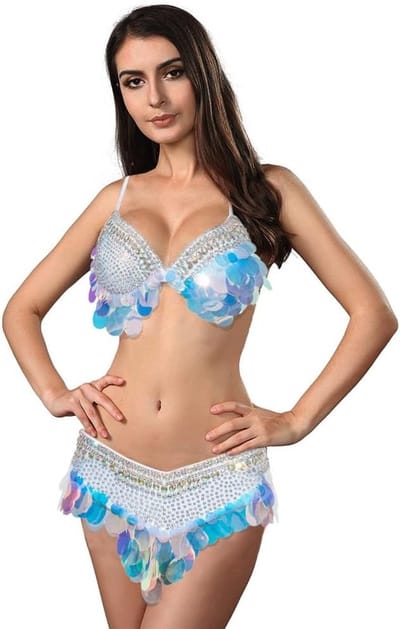 Kleurrijk Belly Dance Kostuum voor Vrouwen met Franje, Bh en Ceintuur, Ideaal voor Dansoptredens en Feestjes, Maat L