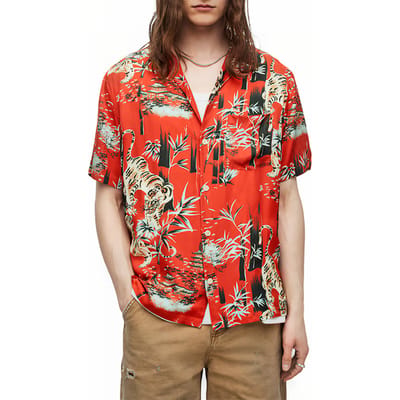 AllSaints Tagise Ss Shirt Ruby Red Size: XS | Casual Shirts Outlet | Heren | Rood