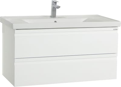 2-delig wastafelmeubel Wastafel 100 cm Badkamermeubelset Wastafel greeploze lade Silora XL