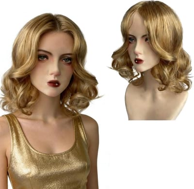 Korte Golvende Krullende Perucque voor Dames, Natuurlijke Synthetische Haarstuk voor Cosplay, Feest en Dagelijks Gebruik