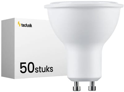 Technik GU10 LED Lamp 7W - 520lm - 2700K - Warm Wit - LED Spot - Vervangt 45W Halogeen Gloeilamp - 50 stuks