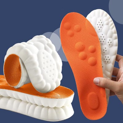 4D Latex Sport Inlegzolen Super Zachte Hoge Elasticiteit Schoen Pads Anti-pijn Deodorant Kussen Steunzool Hardloop Inlegzolen Voet Binnenzool 35 oranje