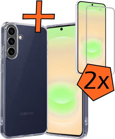 Hoes - Met 2x Screenprotector - Geschikt voor Samsung Galaxy A37 - Sterk & Shockproof - Back Cover - Siliconen Case - Telefoon Hoes - Transparant