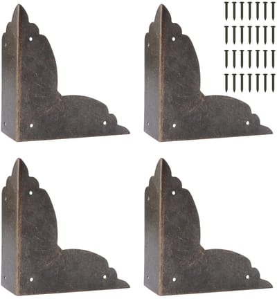 Dailygoods- Hoekbeschermers Antiek Brons - 4 Stuks - Schroefgemonteerde Randbeschermers - Meubelbeschermers - 6,9 × 6,9 cm - Duurzaam Metalen Design