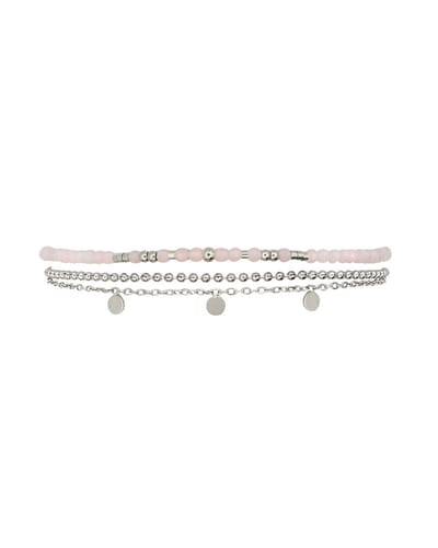 Mint15 Armband 'Alexis' - Rozenkwarts - Zilverkleur RVS/Stainless Steel