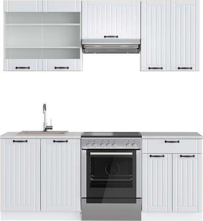Vicco Fame-Line Complete keukeneenheid – 200 cm, WB Marmer Wit landhuis/wit