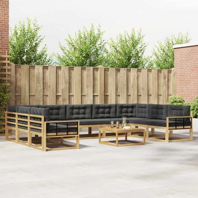 vidaXL - Buiten - bank - set - 10 - st - Wit - en - antracietkleurig