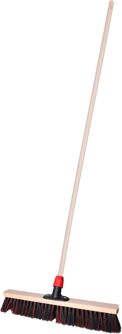 Brumag Straatbezem Elaston voor buiten tegels - Harde bezemkop 50 cm breed - Houten steel 139 cm