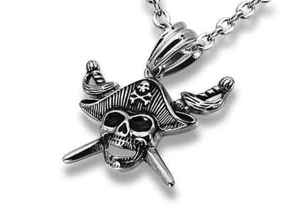 Amanto Ketting Dishan - 316L Staal - Biker - Doodskop - 39x29mm - 60cm