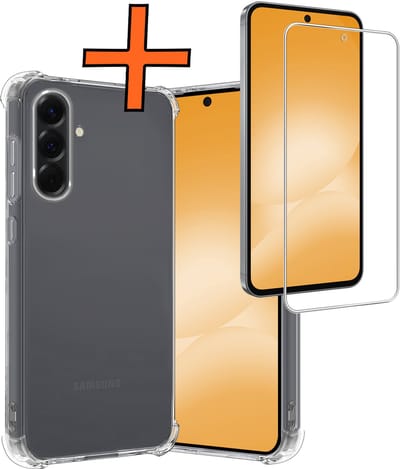 Hoes - Met Screenprotector - Geschikt voor Samsung Galaxy A56 - Sterk & Shockproof - Siliconen Case - Back Cover - Telefoon Hoes - Shock Proof - Transparant