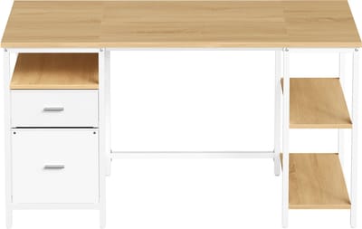 VASAGLE - Bureau - Met 3 Planken - 2 Lades - Modern Design