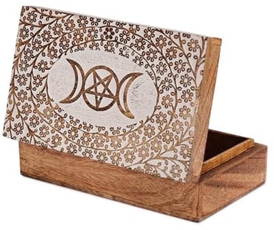 Handgemaakte Decoratieve Sieradenopbergdoos met Ster en Maan Design - Multifunctionele Schatkist en Reisjuweelhouder, 20 x 12 cm