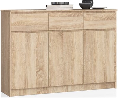 Ladekast K140 met 3 Lades en 3 Deuren / AKORD Furniture Factory / Sonoma Eik / 138 x 99 x 40 cm