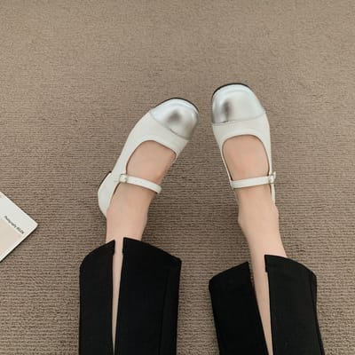 Chaussures de ballet plates pour femmes, mocassins à bout carré, ballerines plates à talons épais, chaussures peu profondes décontractées pour l'extérieur 39 beige