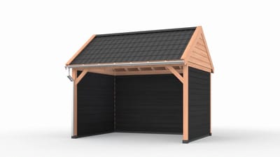 Douglas overkapping zadeldak, 400 x 300, met achterwand en twee zijwanden, Westwood Ruiter Basic