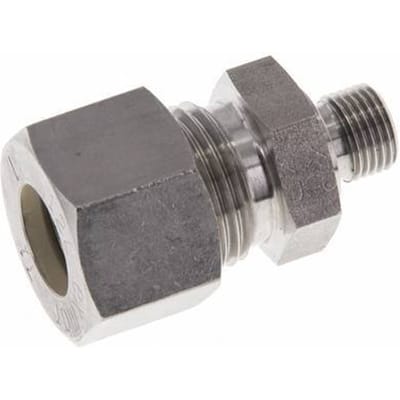 G 1/8'' Buitendraad x 12L RVS Rechte Knelfitting met FKM Afdichting 315 Bar DIN 2353 - FL2S-MO-STFP-018G-12-L