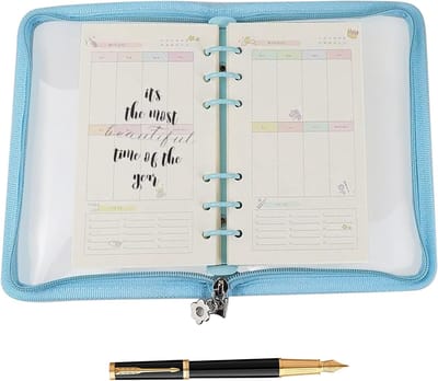 Agenda Hoes - Beschermhoes Ringband - Dagboek Organizer - Transparant PVC Materiaal - 25.5x18 cm - Blauw