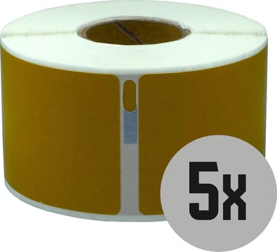 DULA Dymo Compatible labels - Goud - 99012 - S0722400 - Adresetiketten - 5 rollen - 36 x 89 mm - 260 labels per rol