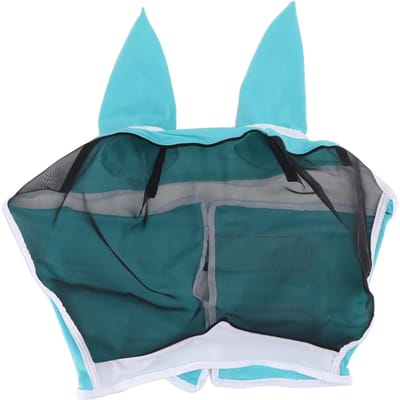 Masque anti-mouches pour chevaux Masque anti-mouches respirant en maille tout autour Masque élastique de protection UV pour chevaux avec oreilles S bleu