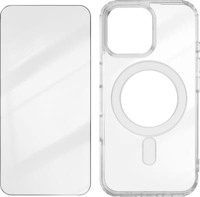 4smarts, MagSafe hoesje Geschikt voor Apple iPhone 16 Pro Antichoc met gehard glas 9H, Transparant