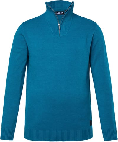 Men Plus - Heren - Troyer trui opstaande kraag met rits - Rookblauw - Maat 3XL