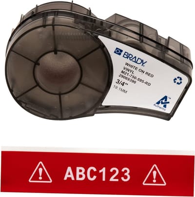 Label Tape - Zelfklevende Labels - Industriële Markering - Bestand tegen Ruwe Omstandigheden - 19.05mm x 6.40m - Wit op Rood