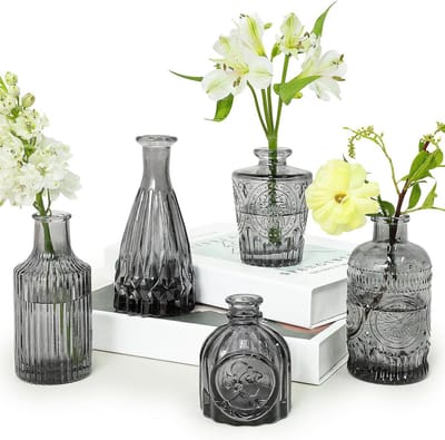 Set van 5 Glazen Mini Vaasjes voor Bloemen en Decoratie