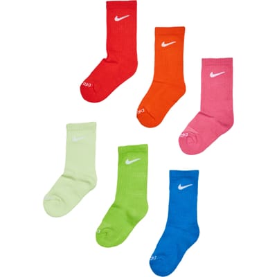 Nike Kids Crew 6 Pack Sokken Unisex - Geel - Maat 27 - 35 - Katoen