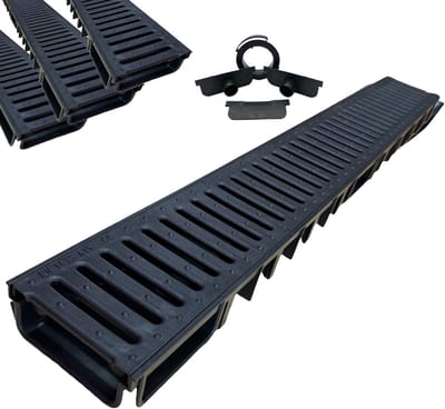 Regenwaterafvoer Set - Afvoersysteem Garage - Wateroverlast Voorkomen - 3 Meter Lengte - 125 x 50 mm - Zwart