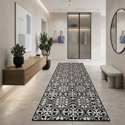 FLOORDIREKT Tapijtloper Wexford - Met Patroon - Op Maat gemaakte Fijne Lus Tapijtloper Voor Keuken, Hal & Woonkamer - 80 x 100 cm