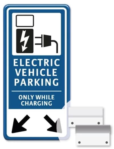 Parkeerbord Electric Vehicle Parking - 30x60 cm - Bevestiging: Met muur-/ wandmontage beugels