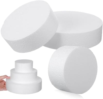 3 Laags Ronde Schuim Cake Dummy Set voor Taartdecoratie - Ideaal voor Verjaardagen, Bruiloften en Bakprojecten (6, 8, 10 en 30 cm)