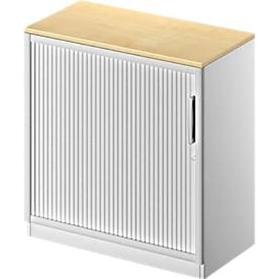 Schäfer Shop Genius Roldeurkast TETRIS SOLID, 2 ordnerhoogten, B 800 mm, incl. 19 mm afdekplaat, beukenpatroon/blank aluminium/blank aluminium