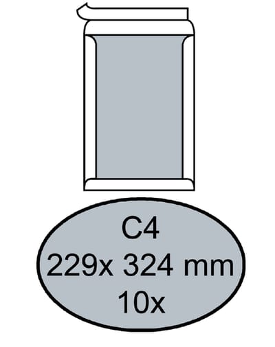 Quantore Bordrug Envelop C4 229x324mm, Zelfklevend, Wit, 10 stuks