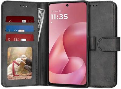 Hoesje geschikt voor Motorola Moto G67 Power/G57 Power - Techsuit Diary Book Wallet Case - Zwart